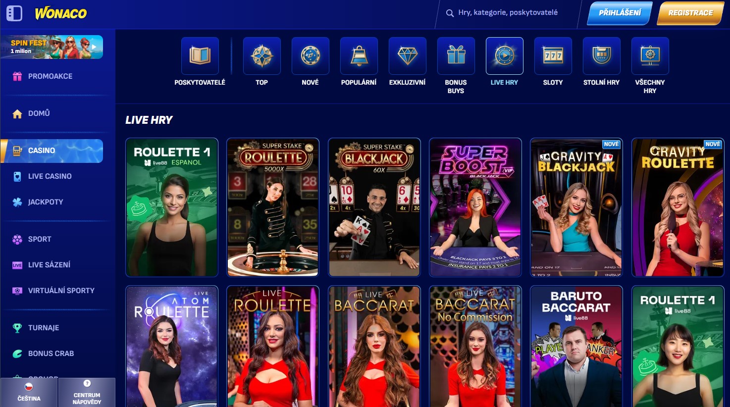 Wonaco Live casino