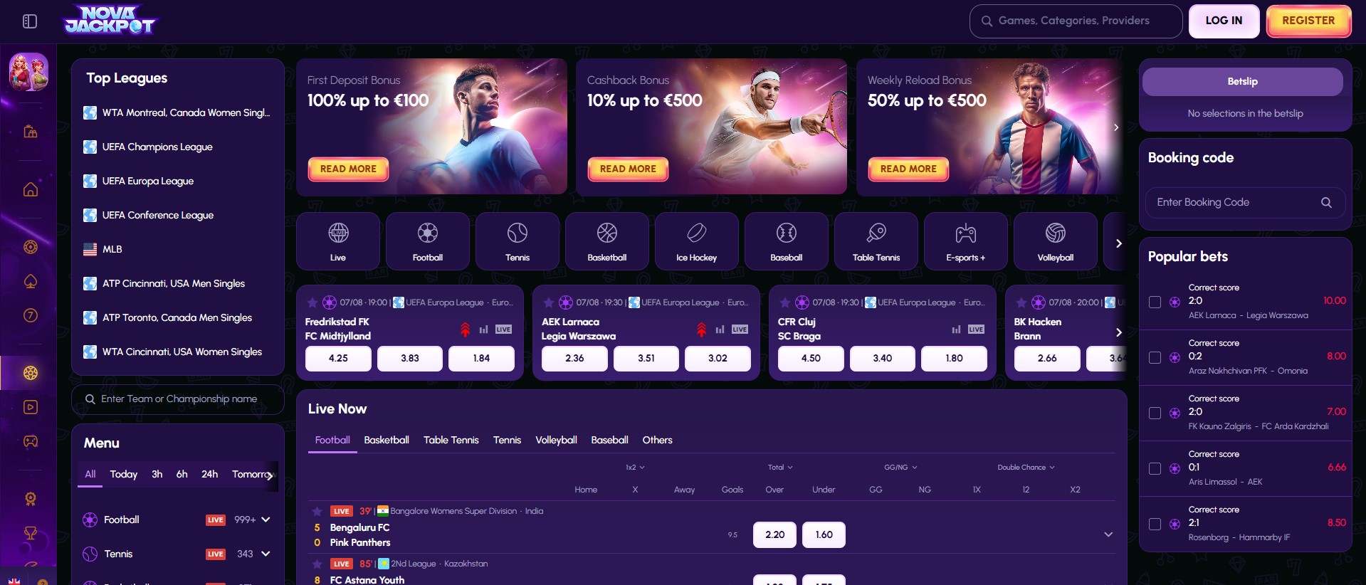 Sázky na sport v Novajackpot